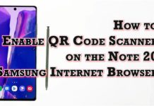 Note 20 Samsung Internet에서 QR 코드 스캐너를 활성화하는 방법