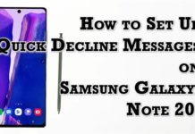 Note 20에서 빠른 거부 메시지를 설정하고 만드는 방법