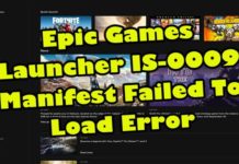 Epic Games Launcher LS-0009 매니페스트가 오류를로드하지 못했습니다.