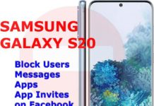Galaxy S20 Facebook 앱에서 사용자, 메시지, 앱, 앱 초대를 차단하는 방법