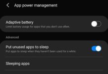 삼성에서 앱을 잠자 게하는 방법