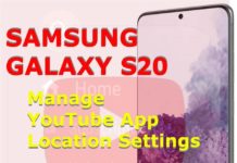 Galaxy S20에서 YouTube 위치 설정을 관리하는 방법