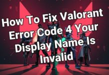 Valorant Error Code 4 수정하는 방법 표시 이름이 잘못되었습니다