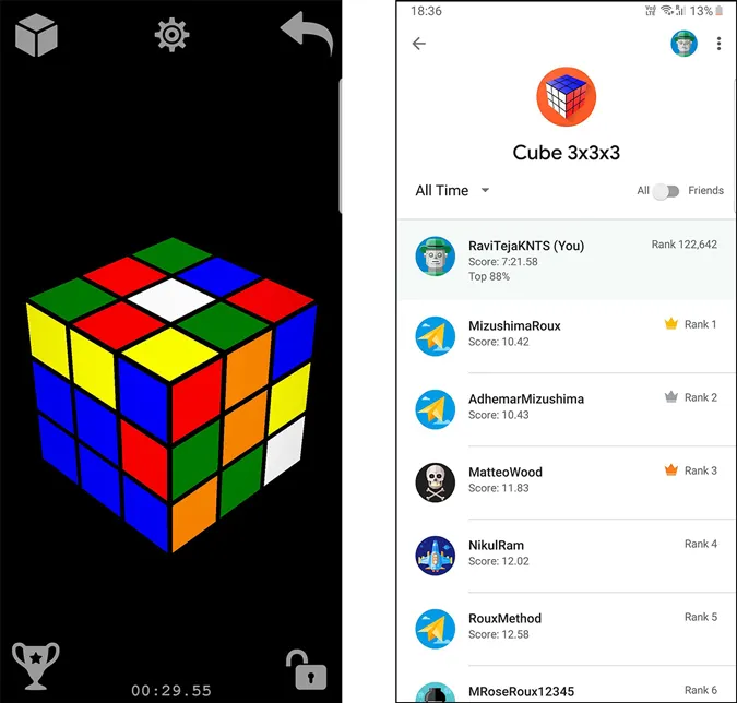 skärmdump av Magic Cube puzzle 3d- rubiks kub-app
