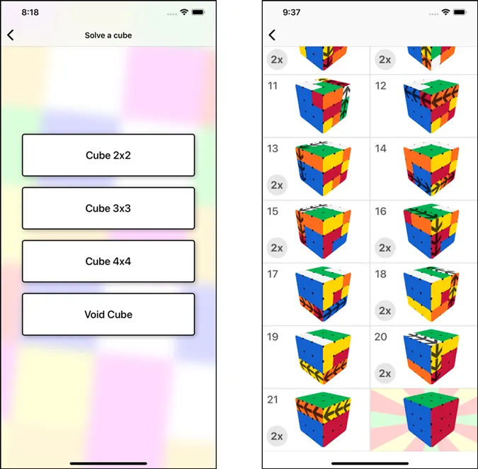 skärmdump av appen Magic Cube Solver