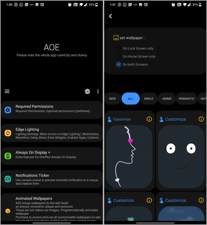 Приложение AOE Always on Edge для Android