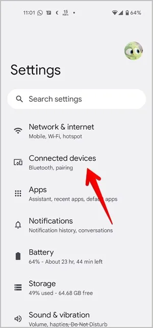 Paramètres Android Appareils connectés