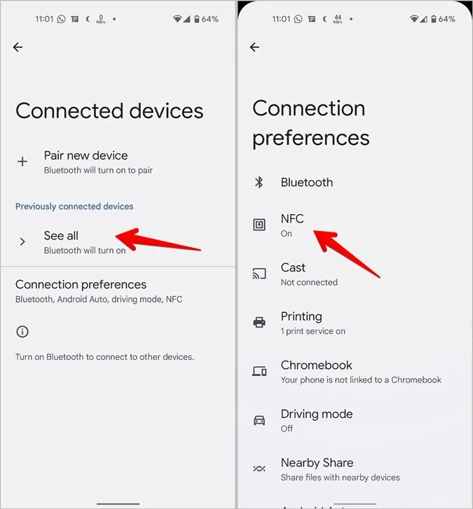 Android-innstillinger NFC