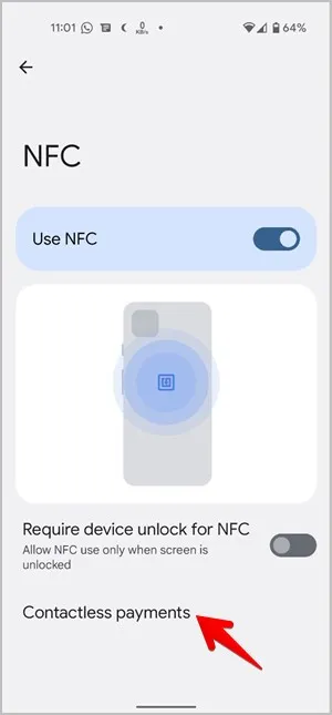 Android-asetukset NFC kosketukseton maksu