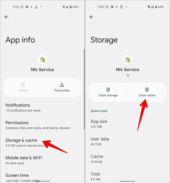 Android Settings NFC Clear Cache