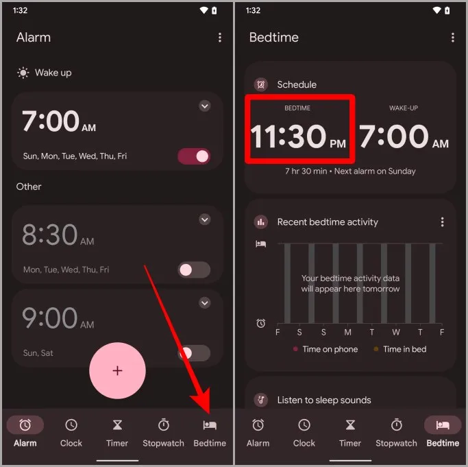 Приложение для часов режима сна Pixel Android