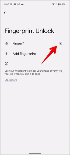 Pixel 6 Fingerprint Delete
