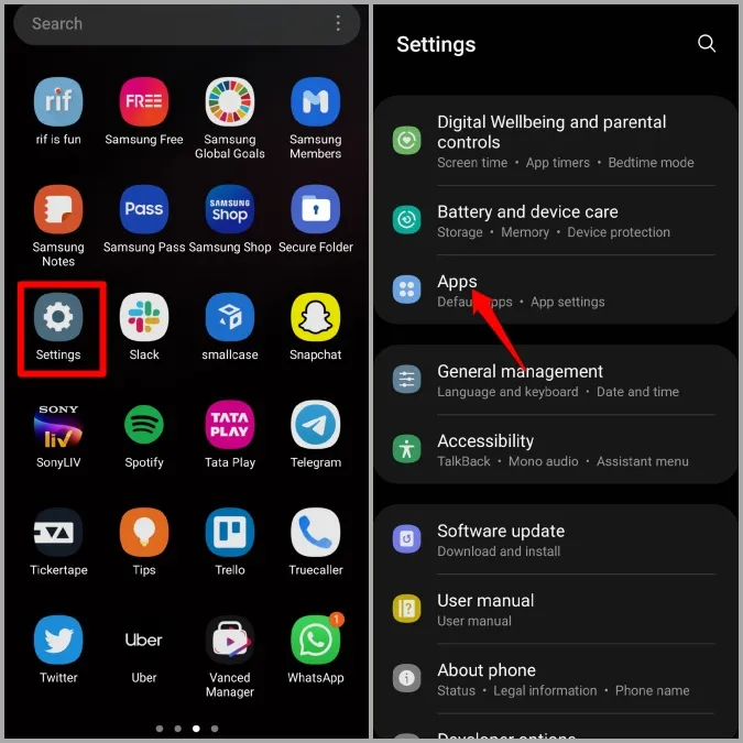 Apps auf dem Samsung Galaxy Gerät