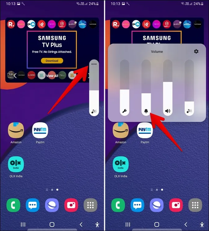 Увеличение громкости уведомлений Samsung с помощью кнопки