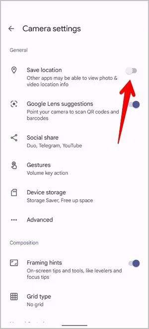 Google Kameraplassering