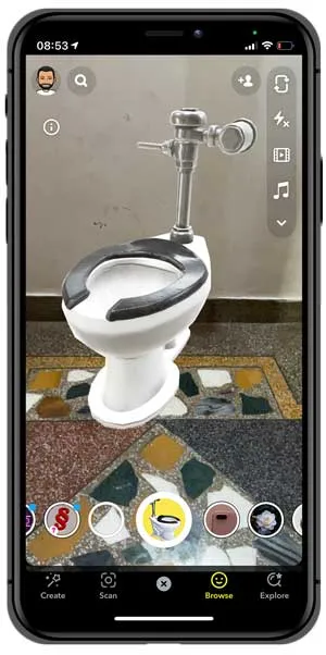 snapchat-linse til toiletkumme
