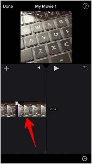 Videosnelheid wijzigen iMovie Clip selecteren