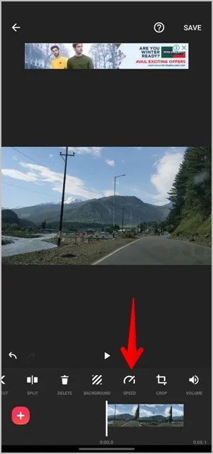 Videó sebesség módosítása InShot sebesség ikon
