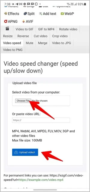 Skift videohastighed online Tilføj