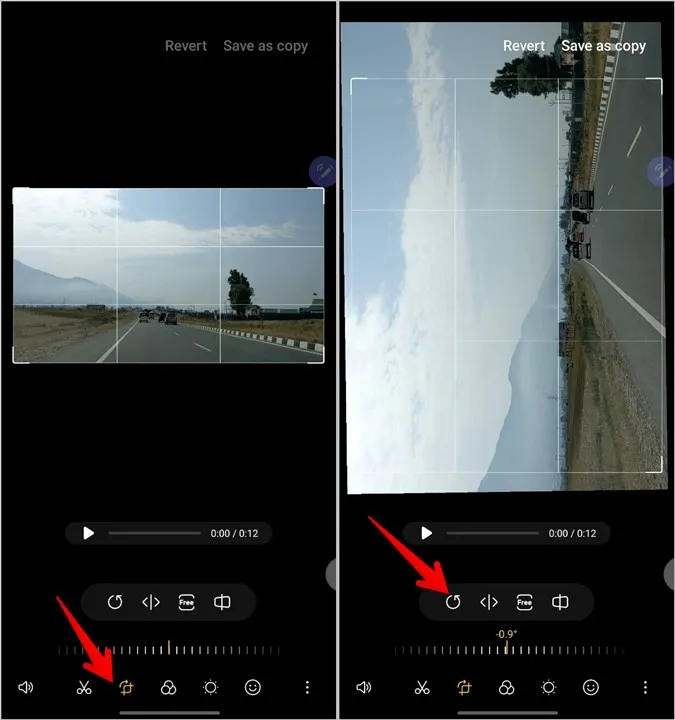Samsung Redigera videor Rotera