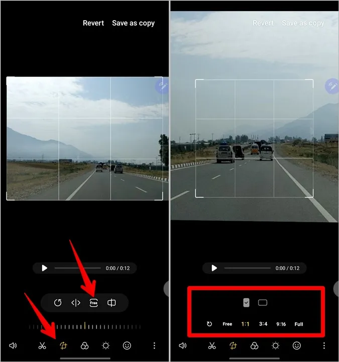 Samsung Videos bearbeiten Bildseitenverhältnis