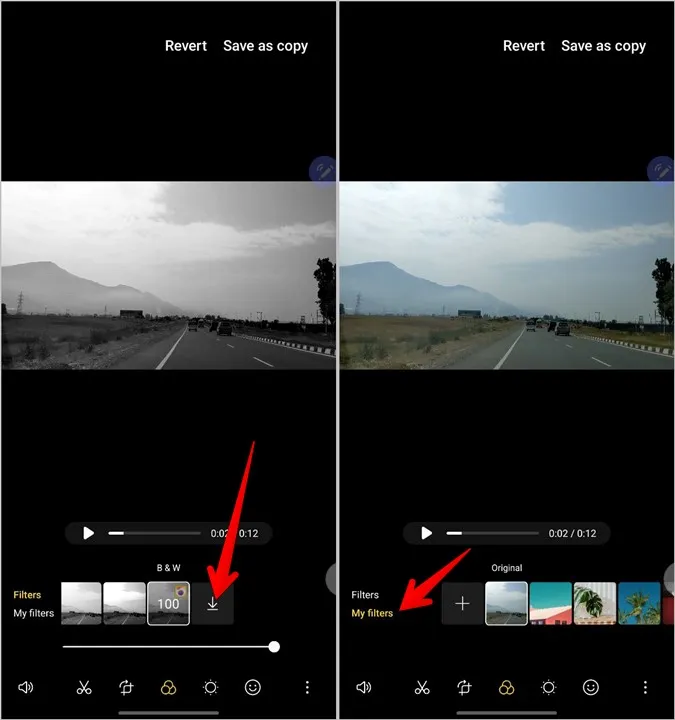 Samsung Videoları Düzenle Filtre Yükleme