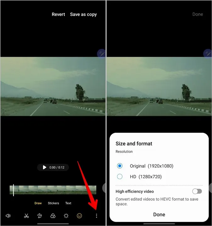 Samsung Edit Videos Resize