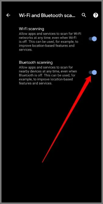 Stäng av Bluetooth-skanning på Android