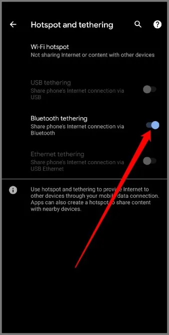 Inaktivera Bluetooth-internetdelning