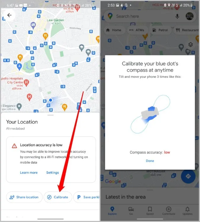 Calibrar sensor en Google Maps