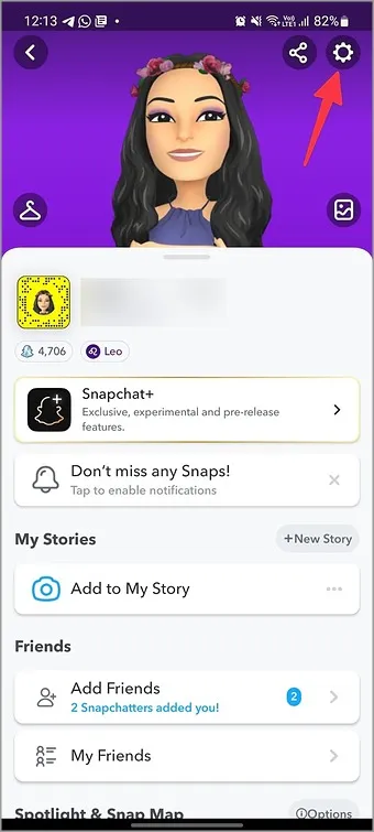 A Snapchat beállításai Androidon