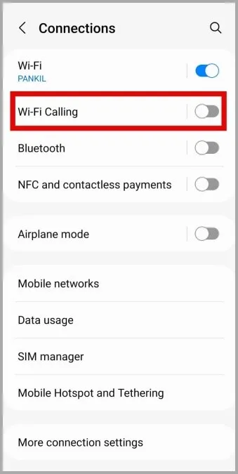 Отключение Wi-Fi Calling на Android