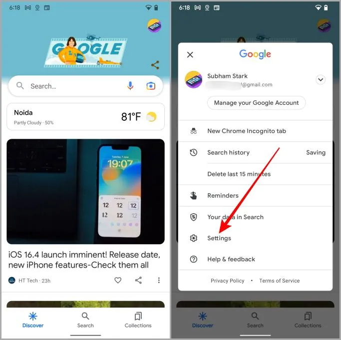 Google-app op Android Pixel