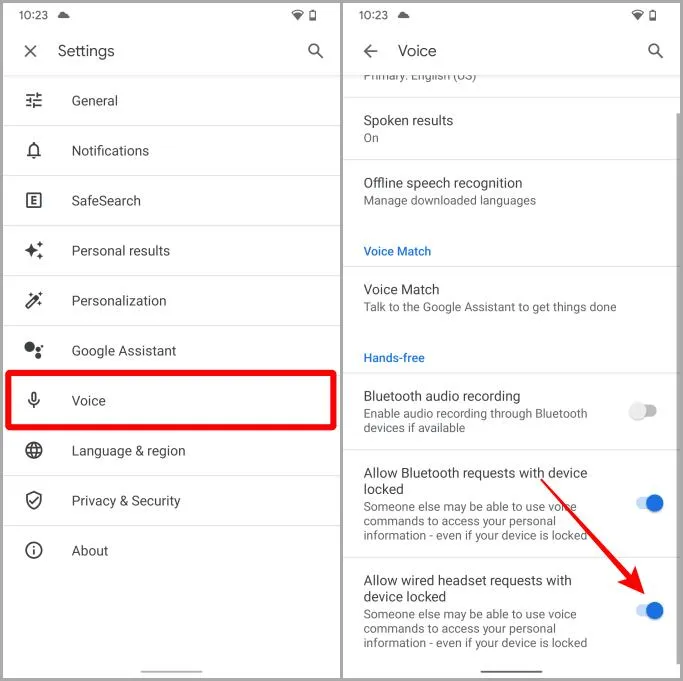 Autoriser les demandes de casque filaire pour l'Assistant Google sur Android sur Pixel