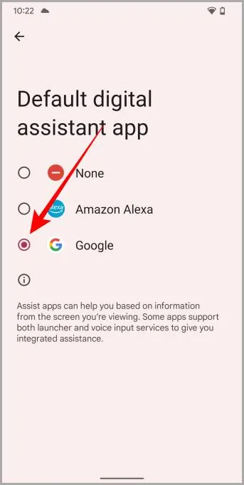 Choisir l'assistant par défaut sur Android Pixel