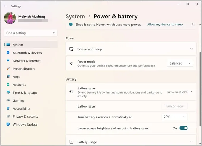 Връзка към Windows Battery Saver PC