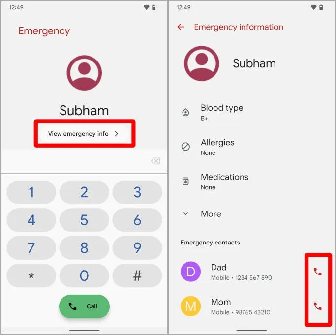 Contactos e información de emergencia en los teléfonos Pixel