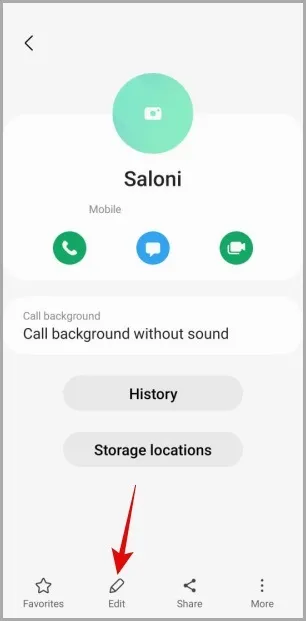 Contacto en el teléfono Samsung Galaxy