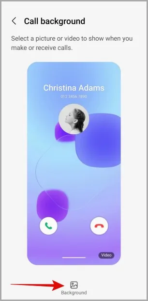 Benutzerdefinierter Hintergrund für den Kontakt auf dem Samsung Telefon