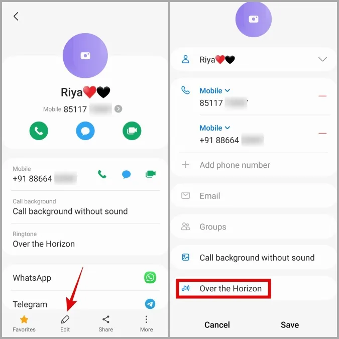 Установка пользовательской мелодии для контакта на телефоне Samsung