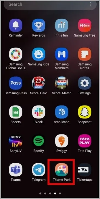 Theme Park-app på Samsung Galaxy Phone