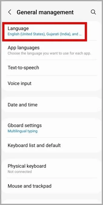 Paramètres de langue sur le Samsung Galaxy Phone