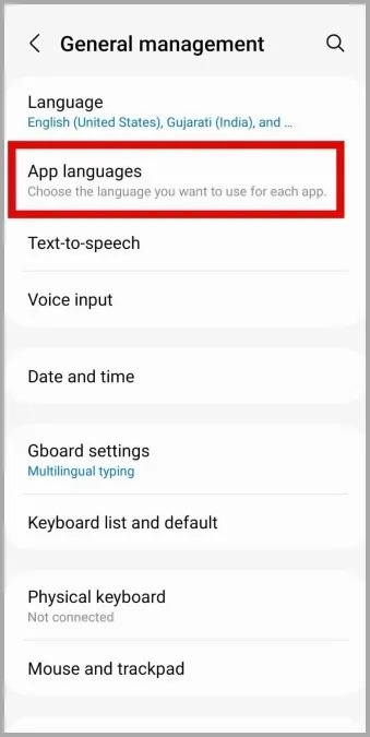 App talen op Samsung Galaxy telefoon