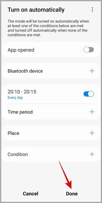 Konfigurera ett läge på Samsung Galaxy Phone