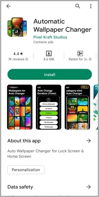Aplicación de cambio automático de fondos de pantalla en Play Store