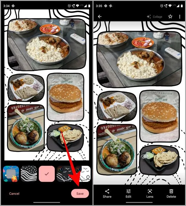 Uložení koláže v aplikaci Fotky Google v systému Android