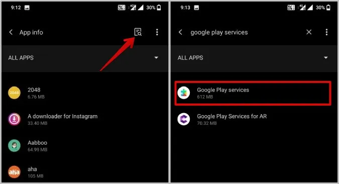 Google Play Services nas definições do Android