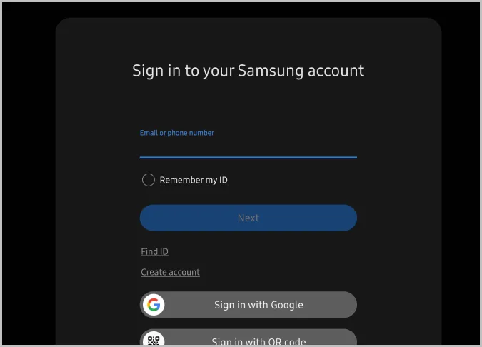 Вход в учетную запись Samsung в Galaxy Store on Web