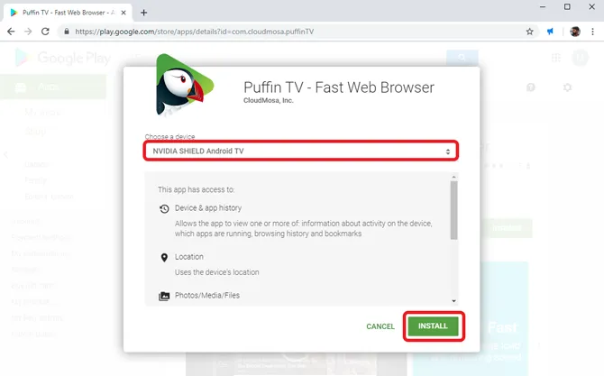 Installer Chrome sur Android TV - installer sur et tv