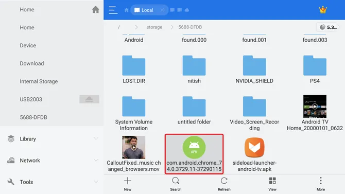 Инсталиране на Chrome на Android TV- apk